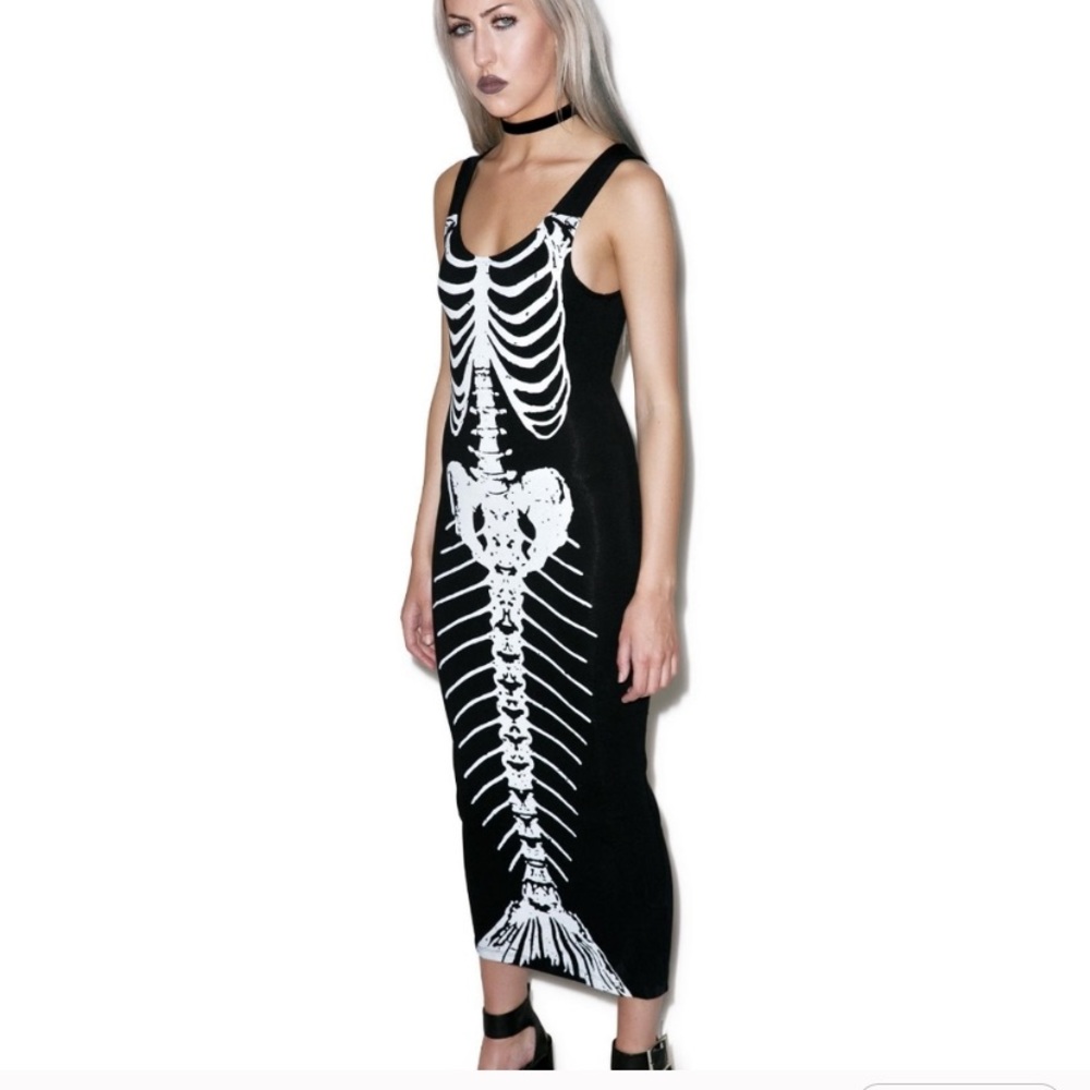 Iron fist bone deep mesh black maxi dress new